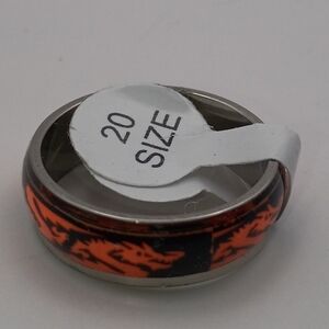 Men's Orange And Black Stainless Steel Dragon Ring Band Size 20 U.S Size 10